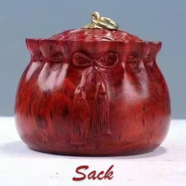 Storage Jar with Decorative Carvings - Handmade of Blood Sandalwood