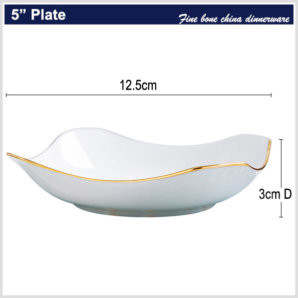 Bone China Octagon Plate - Curved Edge with Upward Angles