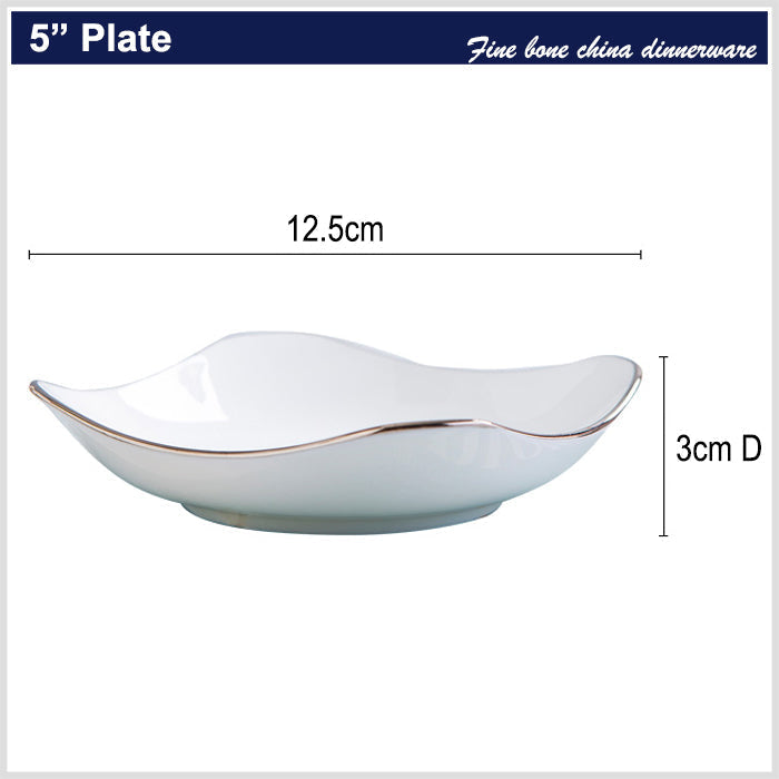 Bone China Octagon Plate - Curved Edge with Upward Angles