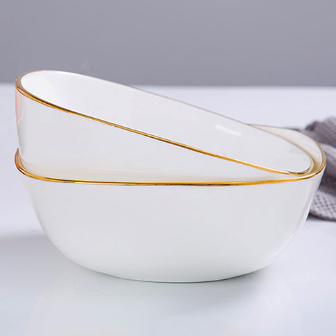 Bone China Tableware - Square Bowl with Curved Edge