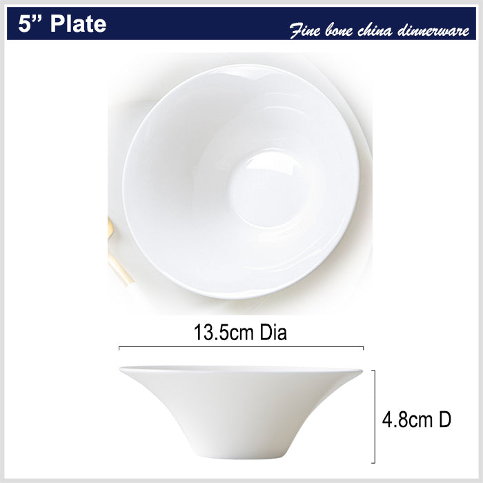 Bone China Horn Shaped Plate - in Creamy White