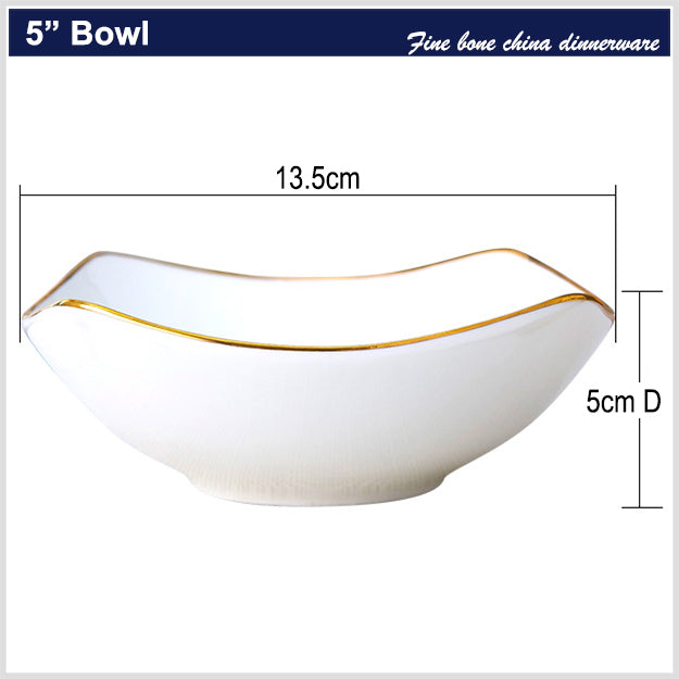 Bone China Square Plate - Curved Edge with Upward Angles