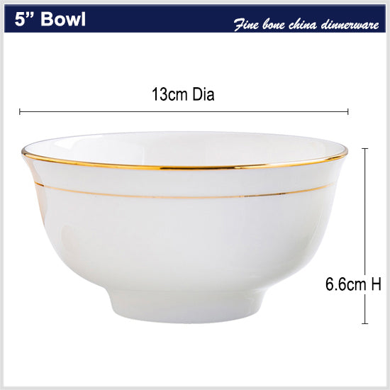 Bone China Bell Bowl - White with Gold Rim & Foot