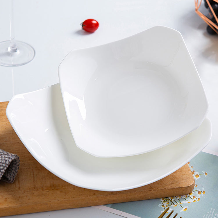 Bone China Octagon Plate - Curved Edge & Upward Angles