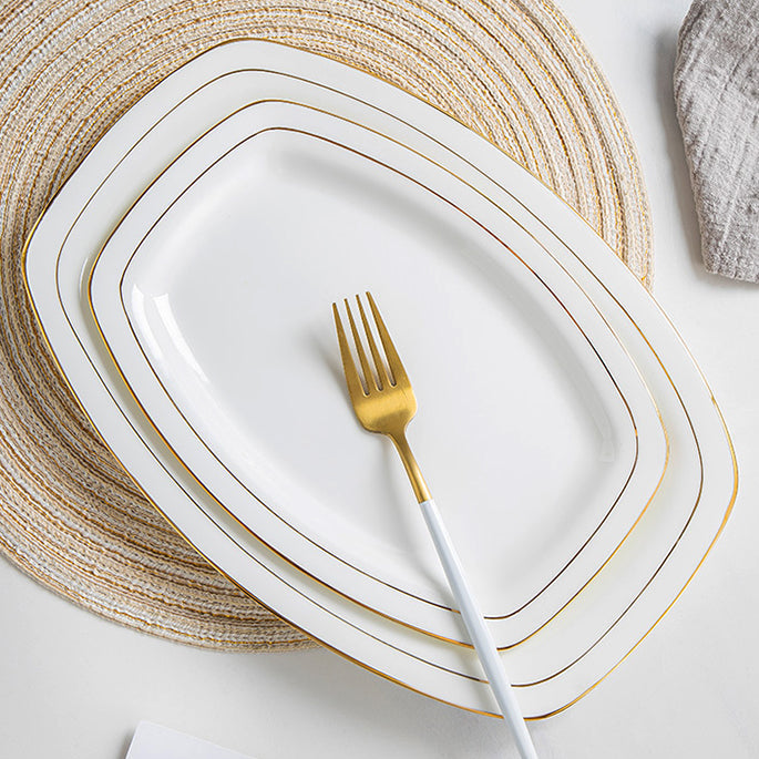 Bone China Fish Platter - Rectangle with Curved Edge