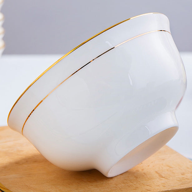 Bone China Bell Bowl - White with Gold Rim & Foot