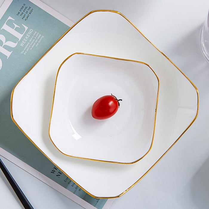 Bone China Octagon Plate - Curved Edge with Upward Angles