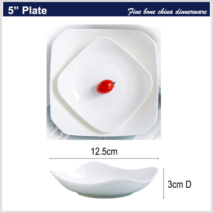 Bone China Octagon Plate - Curved Edge & Upward Angles