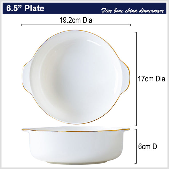 Bone China Deep Dish - with Ears & Gold Rim