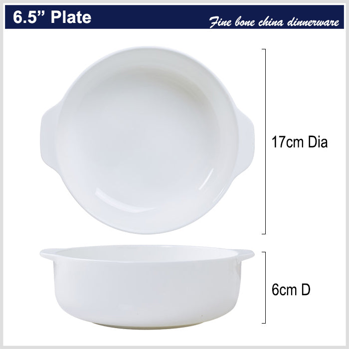 Bone China Dinnerware - Earred Dish in Creamy White