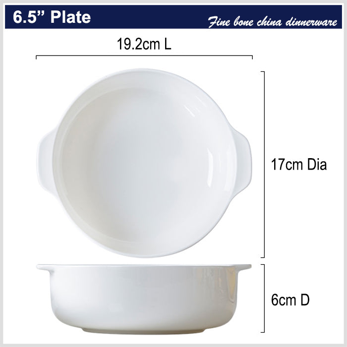 Bone China Deep Dish with Ears - in Creamy White