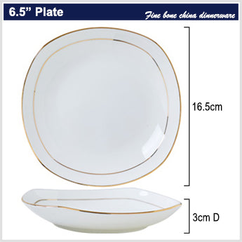 Bone China Deep Plate - Square with Curved Edge