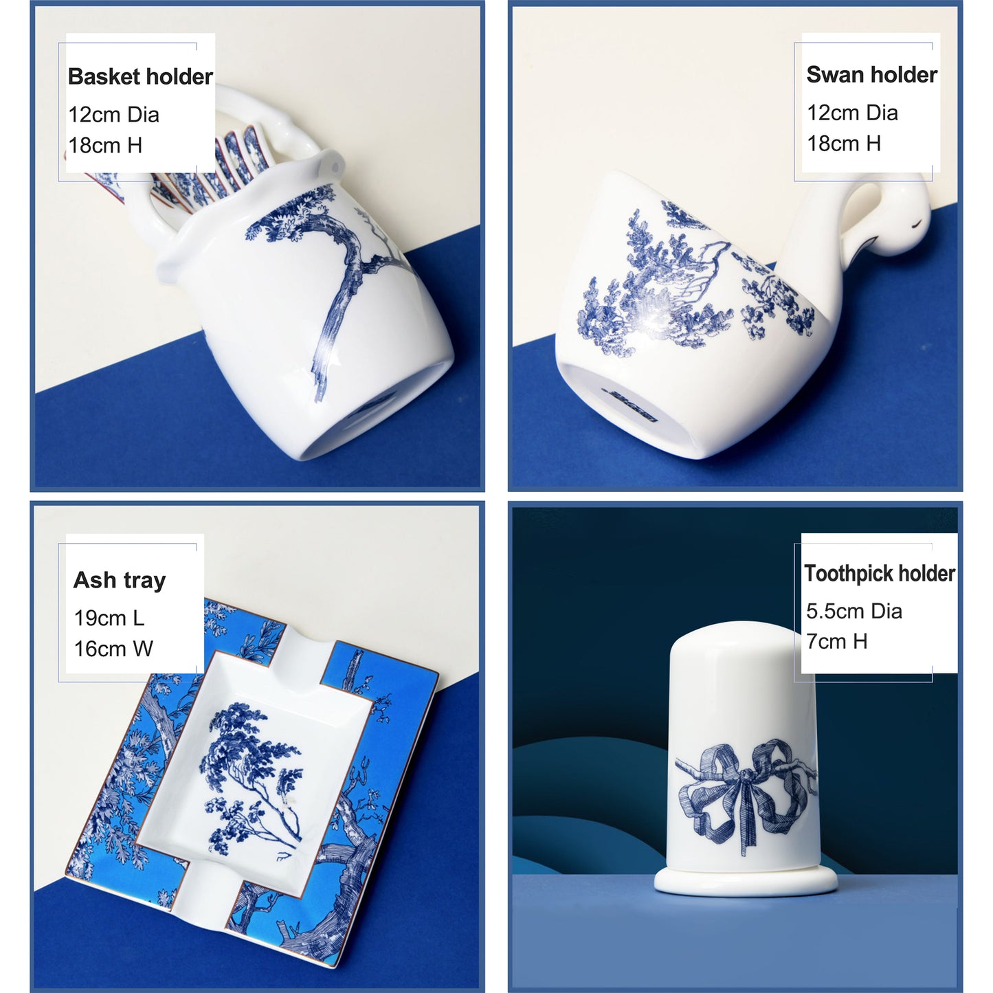 Luxury Bone China Dining Ware Collection - Enameling of Landscape Design in Gradient Blue