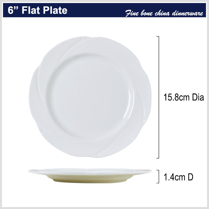 Bone China Dinner Plate -  Scalloped Rim & Carving on Front Edge