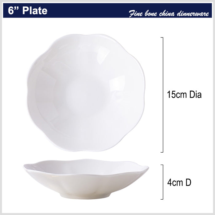 Bone China Deep Plate - with Scalloped Edge