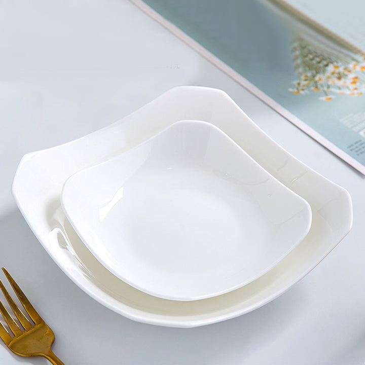 Bone China Octagon Plate - Curved Edge & Upward Angles