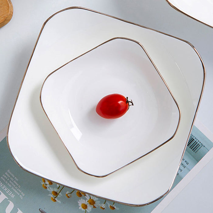 Bone China Octagon Plate - Curved Edge with Upward Angles