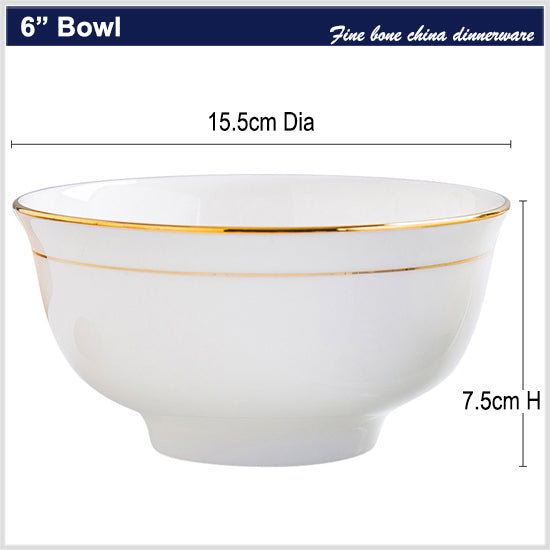 Bone China Bell Bowl - White with Gold Rim & Foot