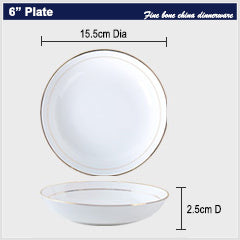 Bone China Dinnerware - Soup Plate with Gold Rim