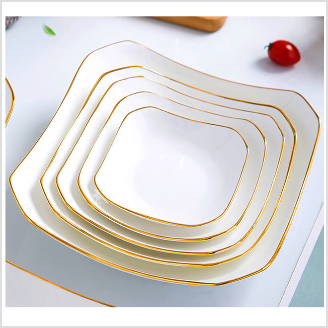 Bone China Octagon Plate - Curved Edge with Upward Angles