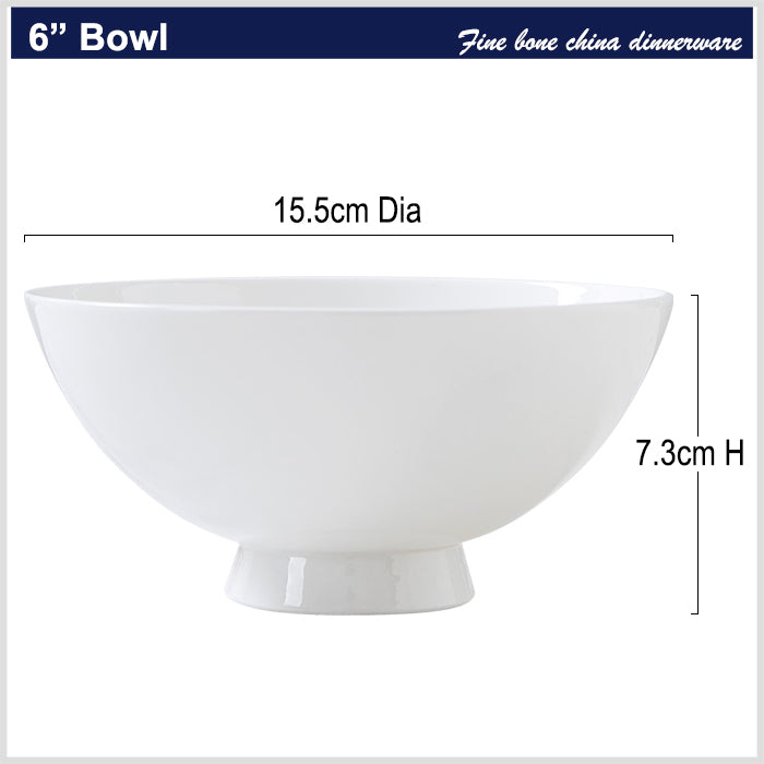 Bone China Wide Mouth Bowl - Cream White with Foot