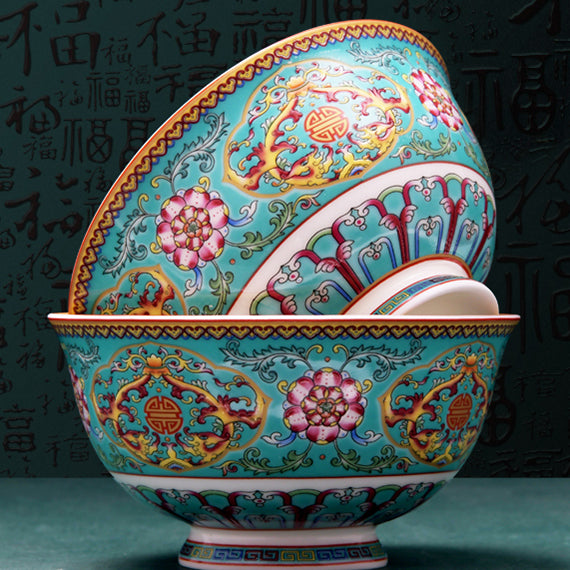 Luxury Bone China Dining Ware Collection - Enameling of Decorative Motif in Turquoise