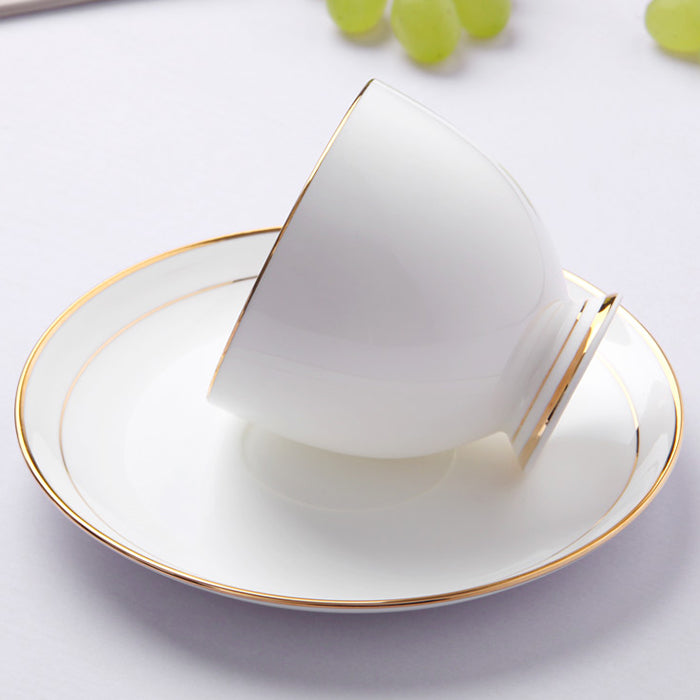 Bone China Tea Cup & Saucer - W/ Gold Rim or Silver Rim