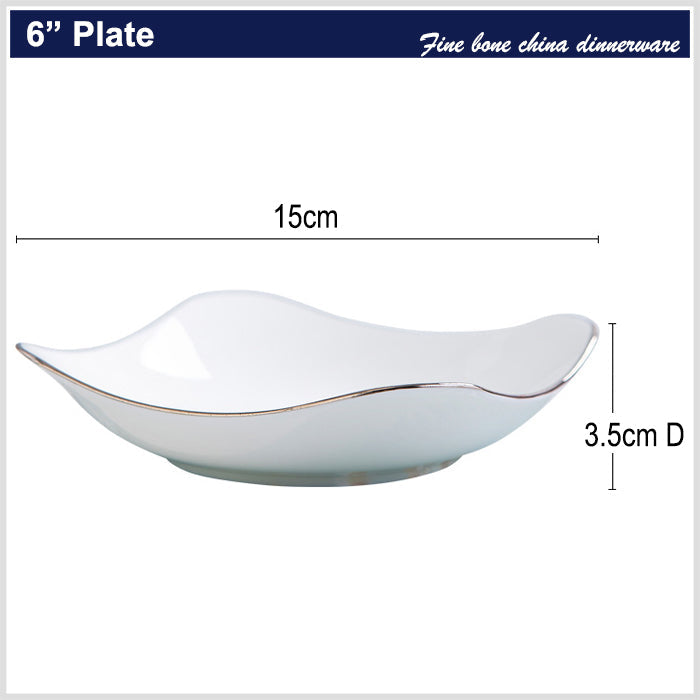 Bone China Octagon Plate - Curved Edge with Upward Angles