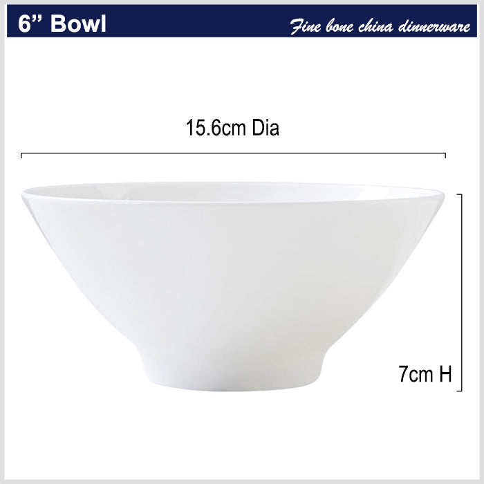 Bone China Wide Mouth Bowl - Creamy White with Foot