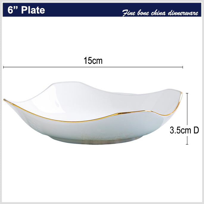 Bone China Octagon Plate - Curved Edge with Upward Angles