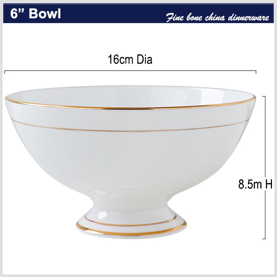 Bone China Tableware - High Foot Bowl with Gold Rim