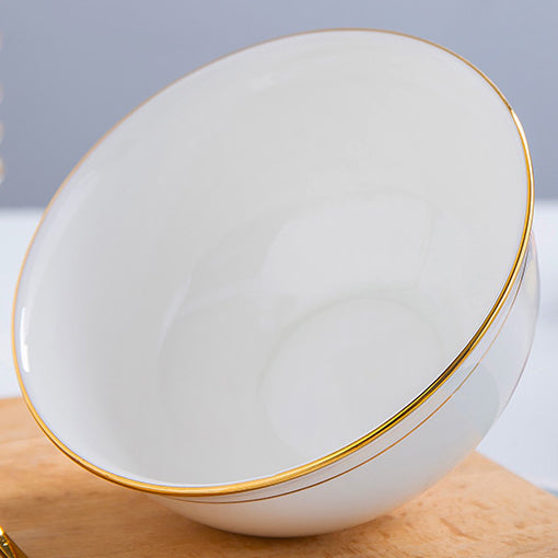 Bone China Bell Bowl - White with Gold Rim & Foot