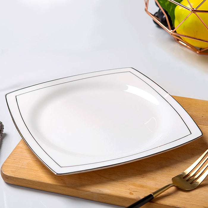 Bone China Dinnerware - Square Plate & Concave Circle