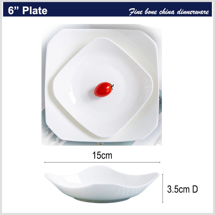 Bone China Octagon Plate - Curved Edge & Upward Angles