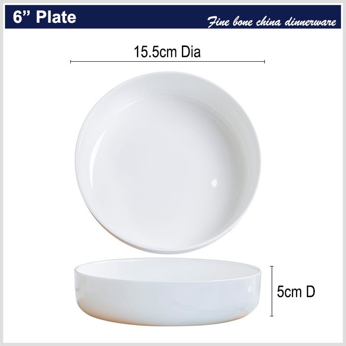 Bone China Dinnerware - Round Plate in Creamy White