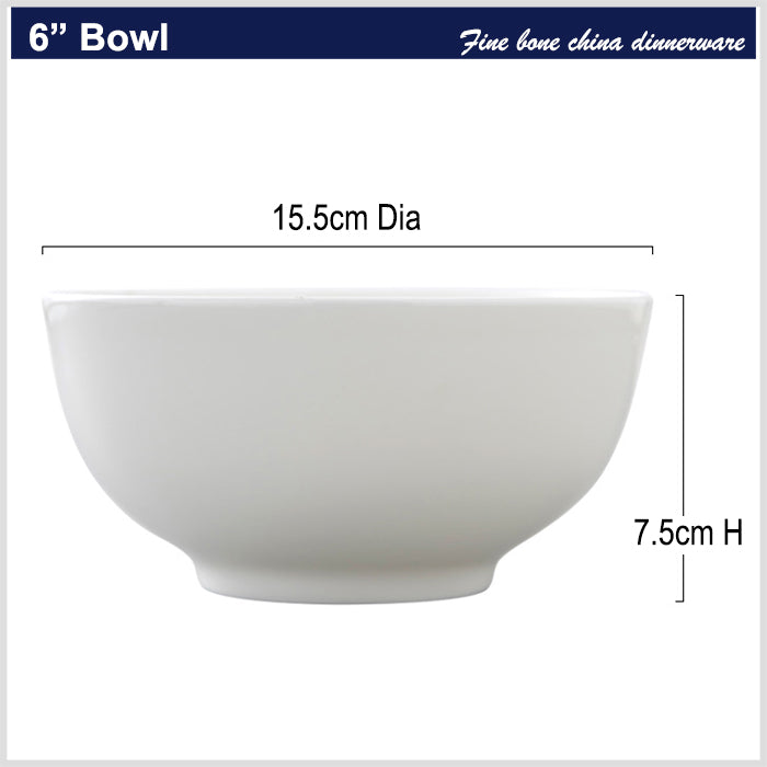 Bone China Round Bowl - Creamy White with Foot