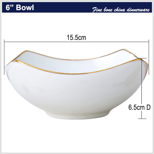 Bone China Square Plate - Curved Edge with Upward Angles