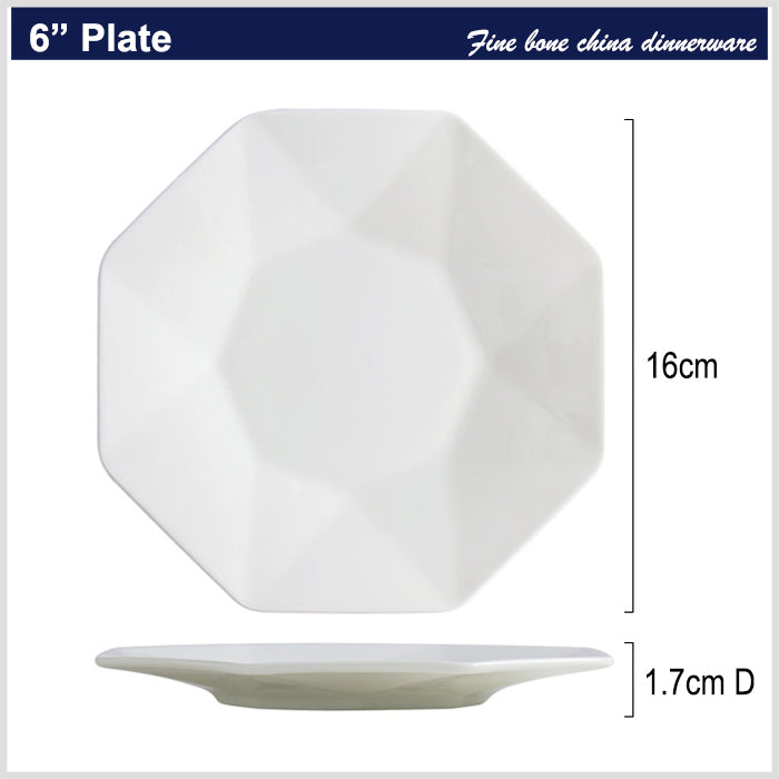 Bone China Dinnerware - Octagon Plate in Creamy White