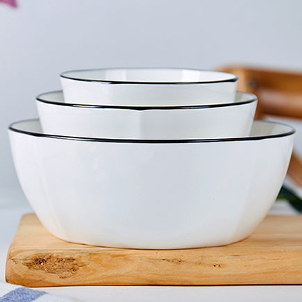 Bone China Tableware - Square Bowl with Curved Edge