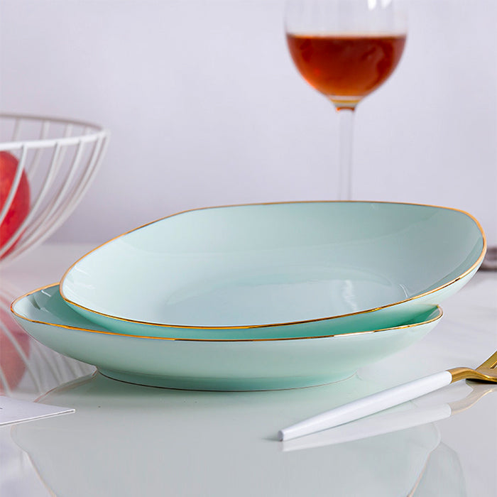 Bone China Celadon Plate - Square with Curved Edge