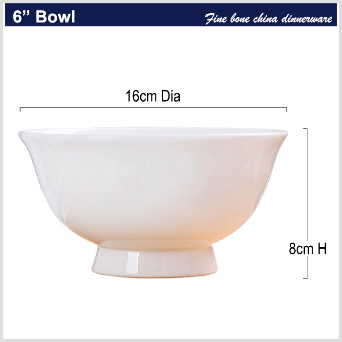 Bone China Round Bowl - Cream White with Foot