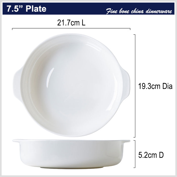 Bone China Deep Dish with Ears - in Creamy White