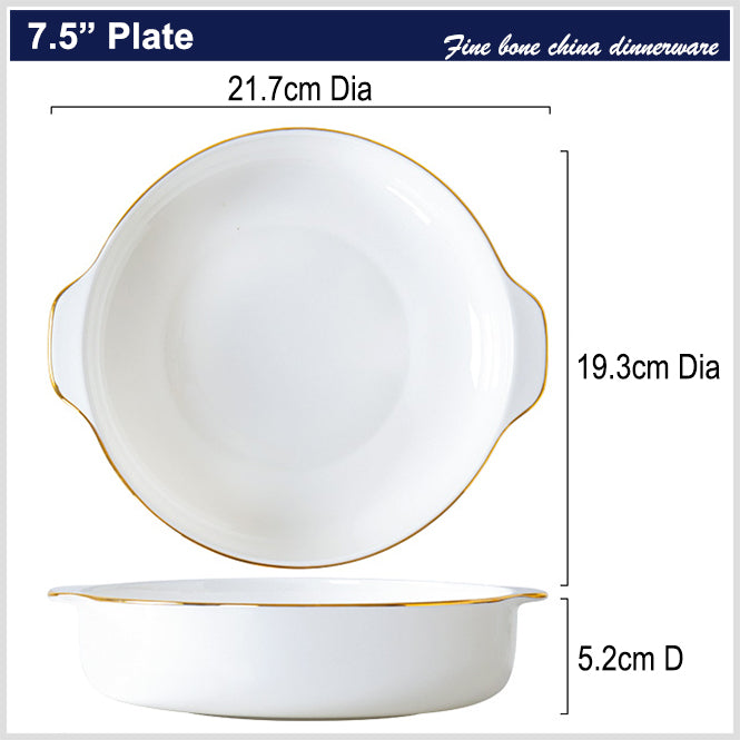 Bone China Deep Dish - with Ears & Gold Rim