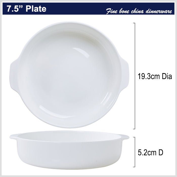 Bone China Dinnerware - Earred Dish in Creamy White