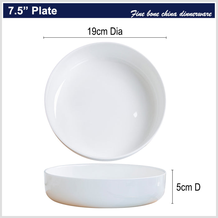 Bone China Dinnerware - Round Plate in Creamy White