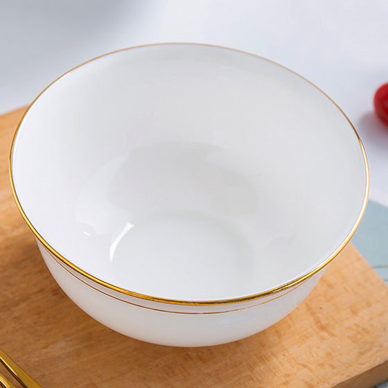 Bone China Bell Bowl - White with Gold Rim & Foot