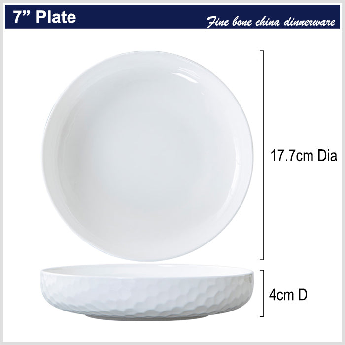 Bone China Round Plate - Golf Shaped Surface