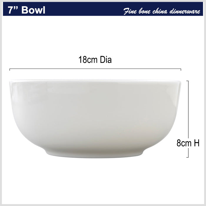 Bone China Round Bowl - Creamy White with Foot