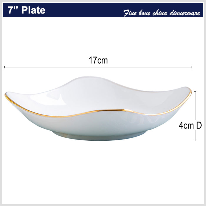 Bone China Octagon Plate - Curved Edge with Upward Angles
