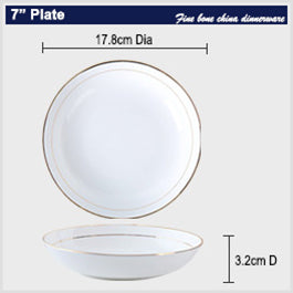 Bone China Dinnerware - Soup Plate with Gold Rim